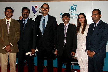 Apollo Emergency Medicine Faculty. Left to Right  Dr. Imron - Apollo Hyderabad, Dr. Venkatesh - HOD Apollo Bangalore, Dr. Mahesh Joshi - HOD Apollo Hyderabad, Dr. Ketan Patel - HOD Apollo Ahmedabad, Dr. Priya - HOD Apollo Delhi and Dr. Dhavapalani - HOD Apollo Chennai.